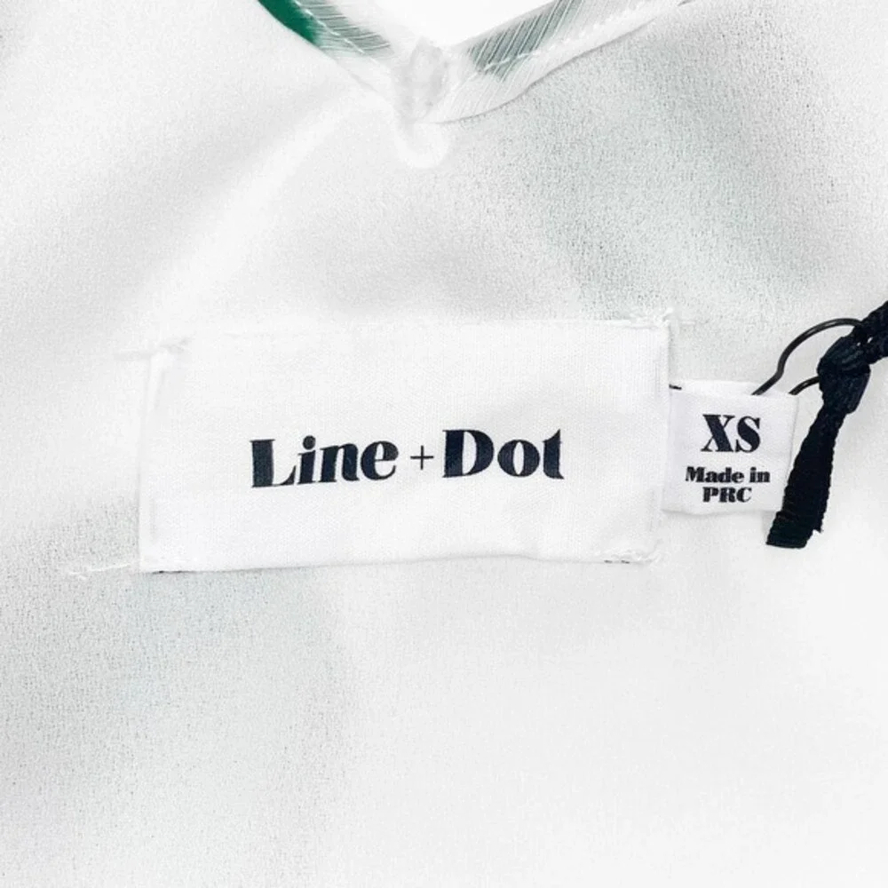Line & Dot Green Polka‎ Dot Top Size XS White Green Cold Shoulder Flowy Summer